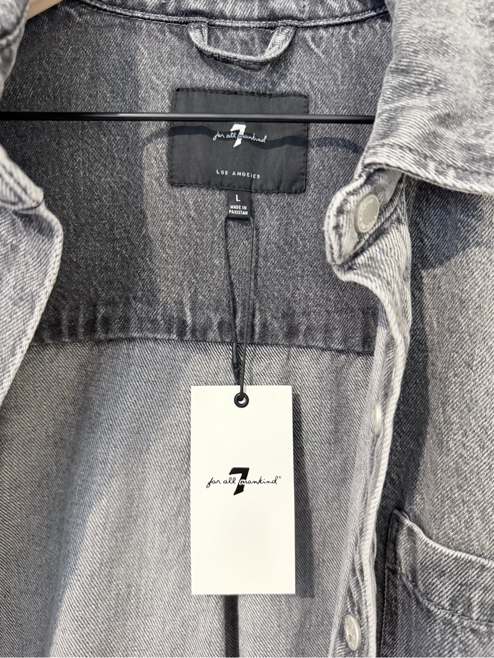 Men’s 7 For All Mankind Washed Gray Denim Jacket - Picture 2 of 4